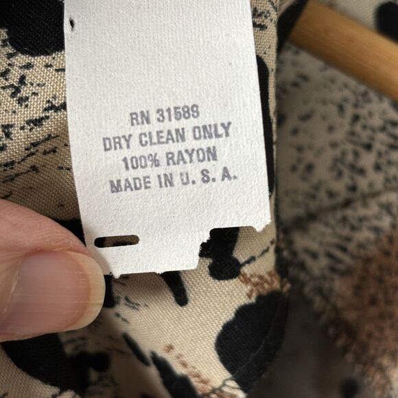 VTG Mob Wife Leopard Print Drop Waist‎ Midi Dress Size 12 Bold Union Made Unique - Picture 7 of 11